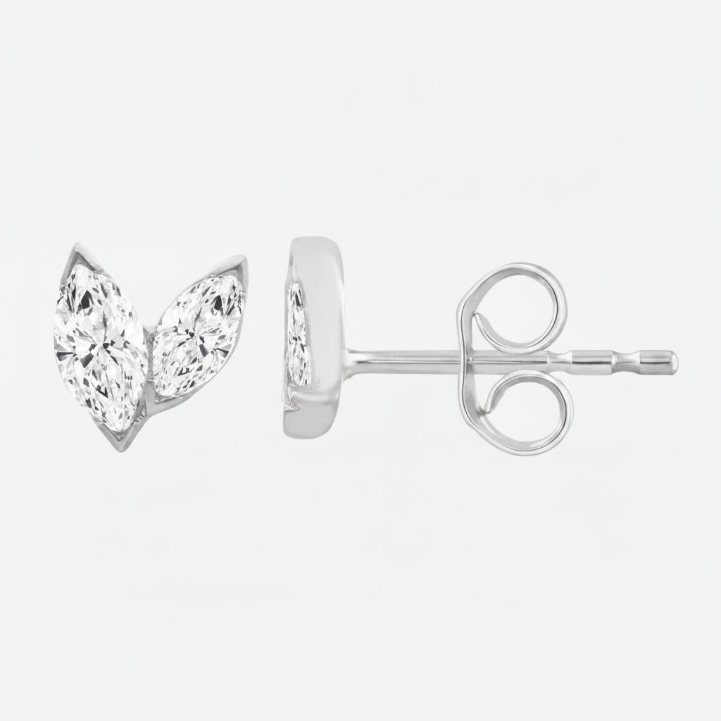 9ct White Gold Lab Grown Marquise Diamond Studs