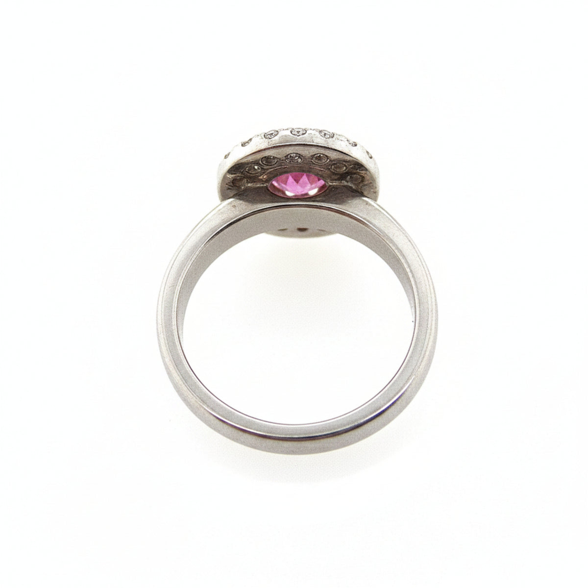 18ct White Gold Handmade Pink Sapphire & Diamond Ring