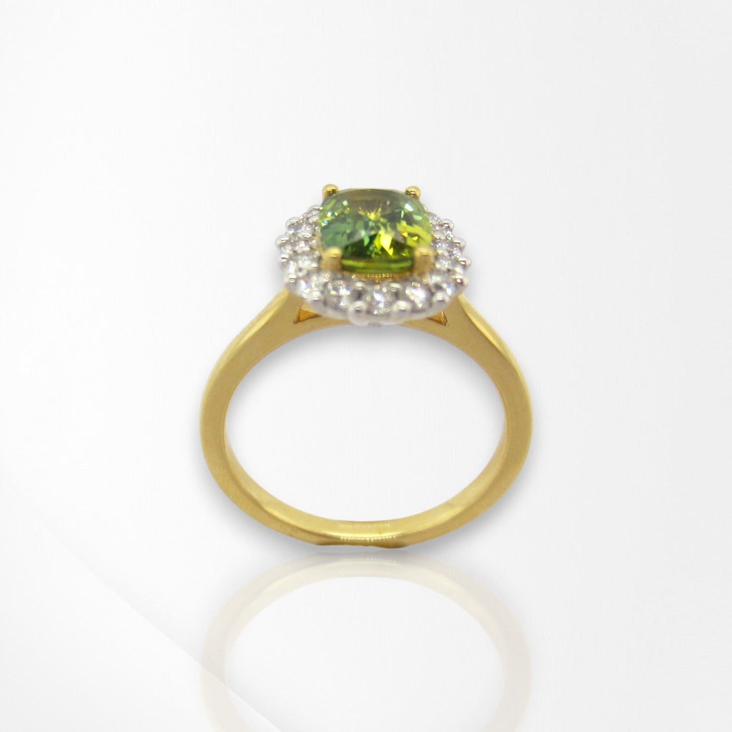 Cushion Cut Australian Yellow Sapphire & Diamond Ring