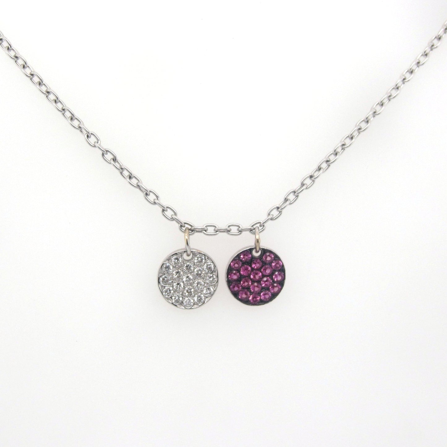 18ct White Gold Pink Sapphire & Diamond Necklace