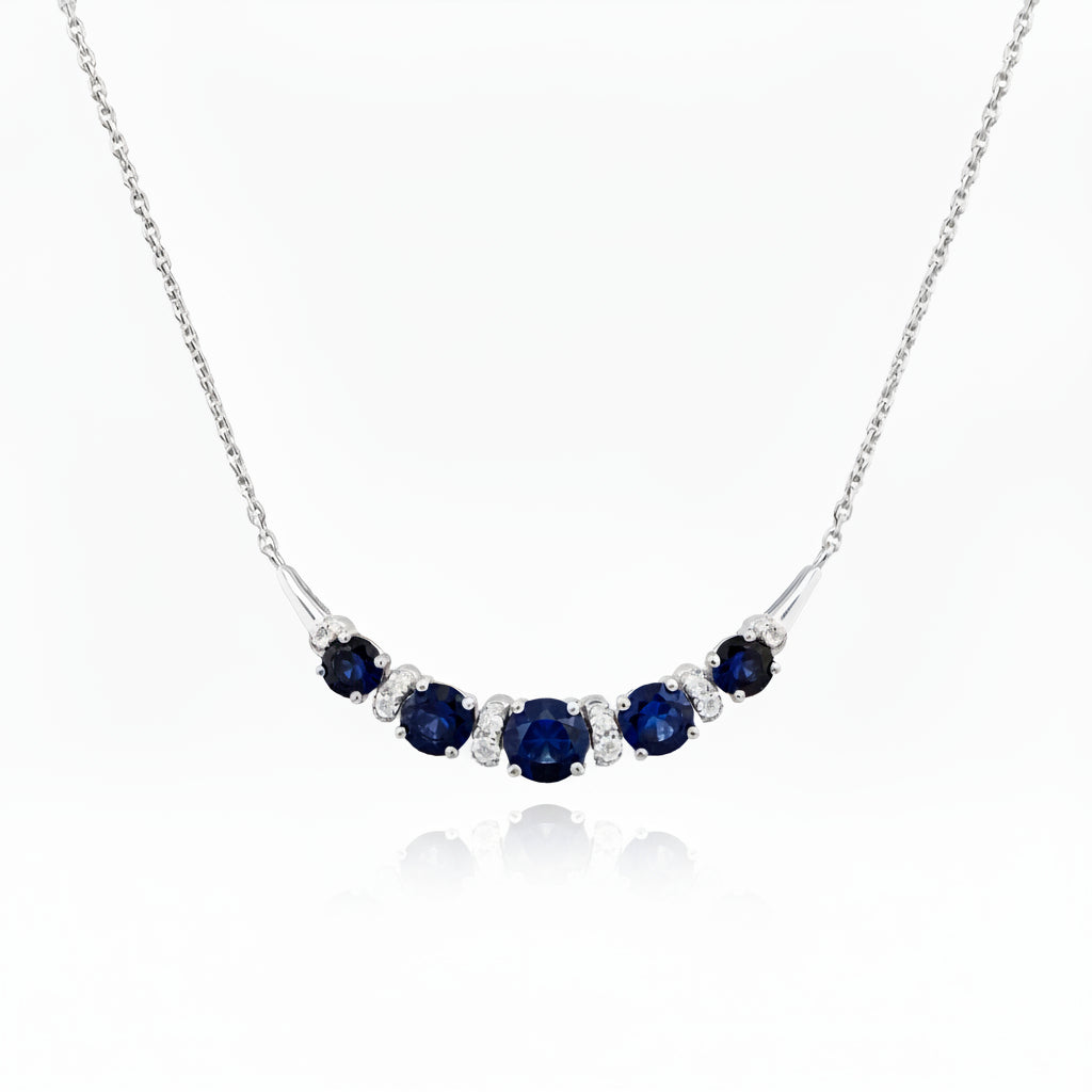 18ct White Gold Australian Sapphire & Diamond Necklace