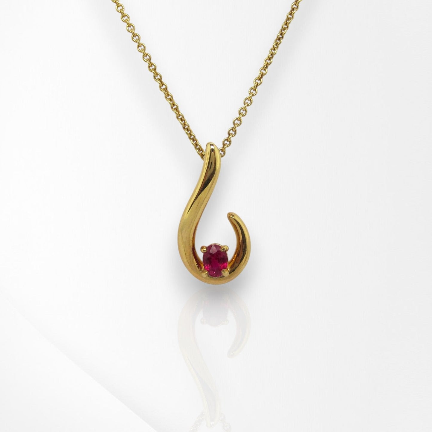 14ct Yellow Gold Oval Burmese Ruby Slider Pendant
