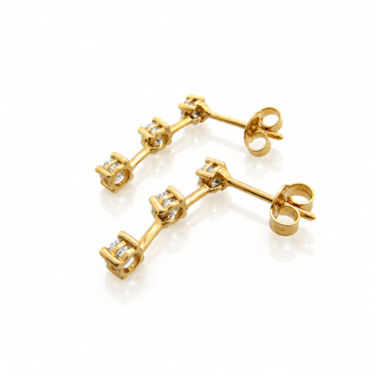 18ct Yellow Gold Diamond Bar Drop Earrings