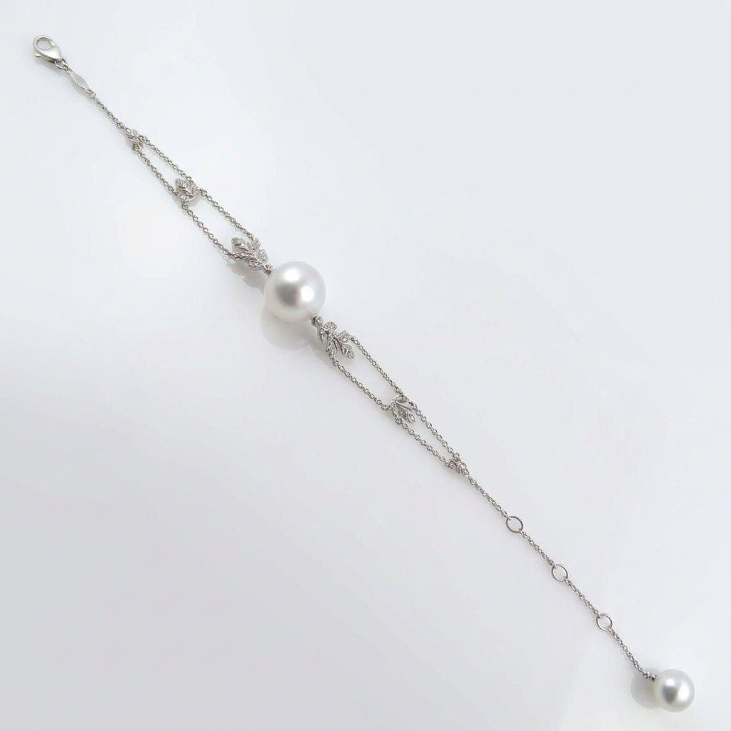 18ct White Gold Broome Pearl & Diamond Bracelet