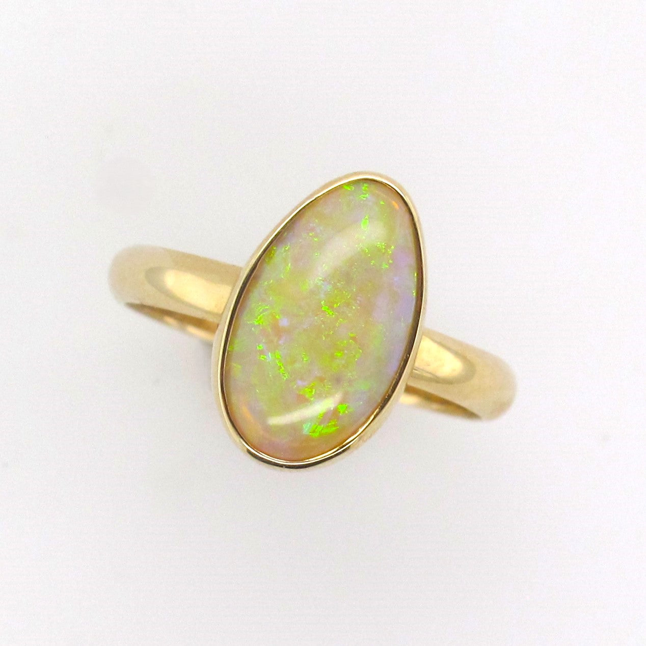 Handmade Bezel Set Drop Shape Opal Ring