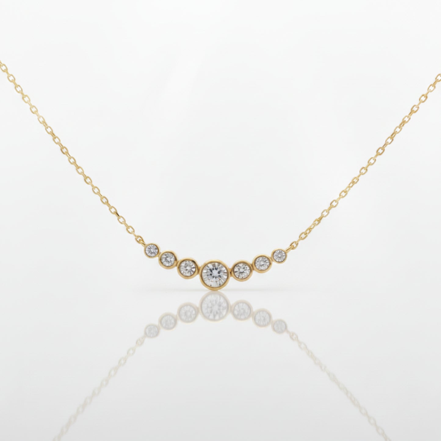 Curved Bezel Set Natural Diamond Necklace