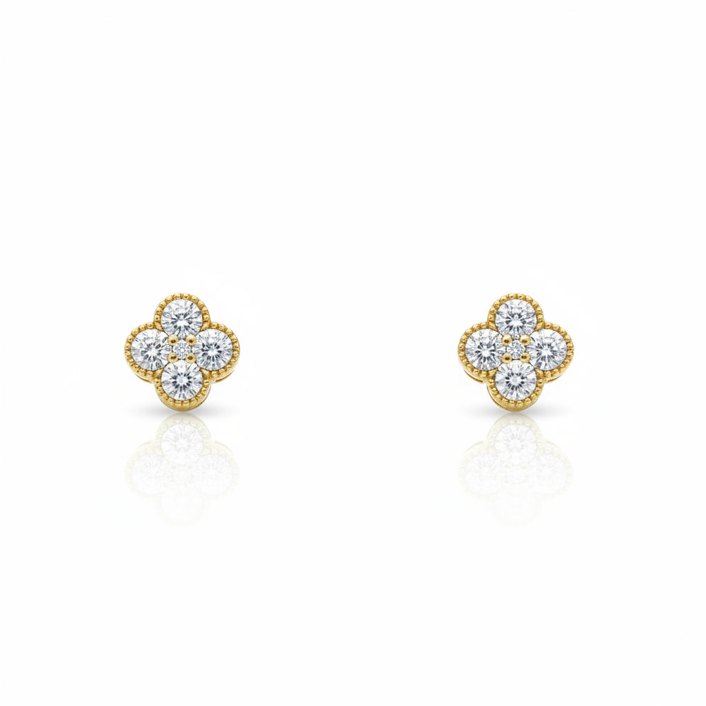 9ct Yellow Gold Lab Grown Diamond Flower Cluster Stud Earrings