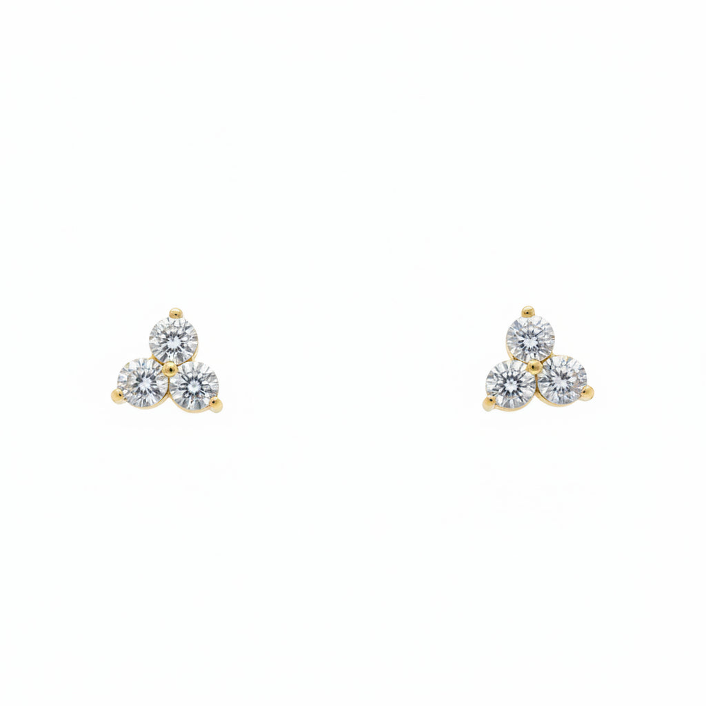Lab Grown Diamond 3-stone Cluster Stud Earrings