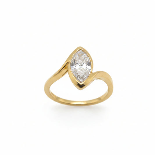 Bezel Set Marquise Cut Lab Grown Diamond Ring