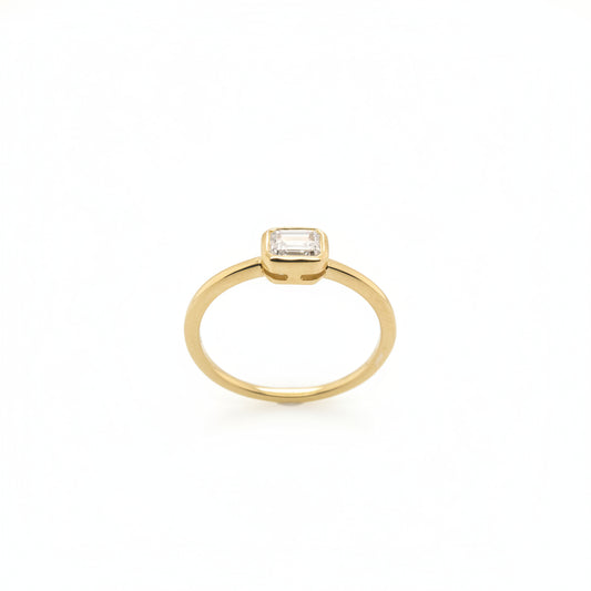 East-West Bezel Set Emerald Cut Lab Grown Diamond Ring