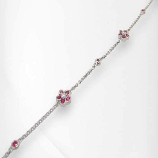 Ruby and Diamond Floral Bracelet