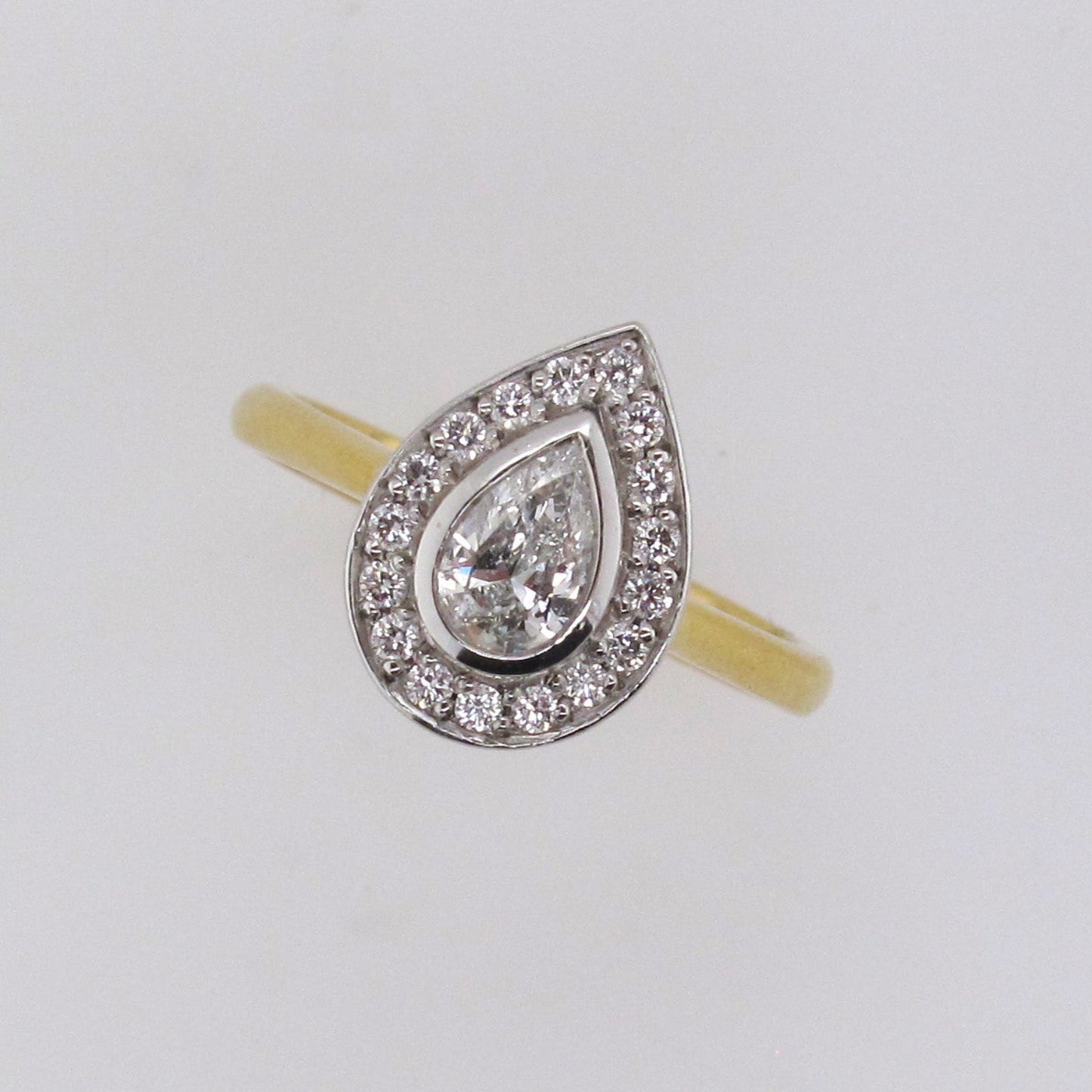 Handmade Pear Cut Diamond Halo Ring