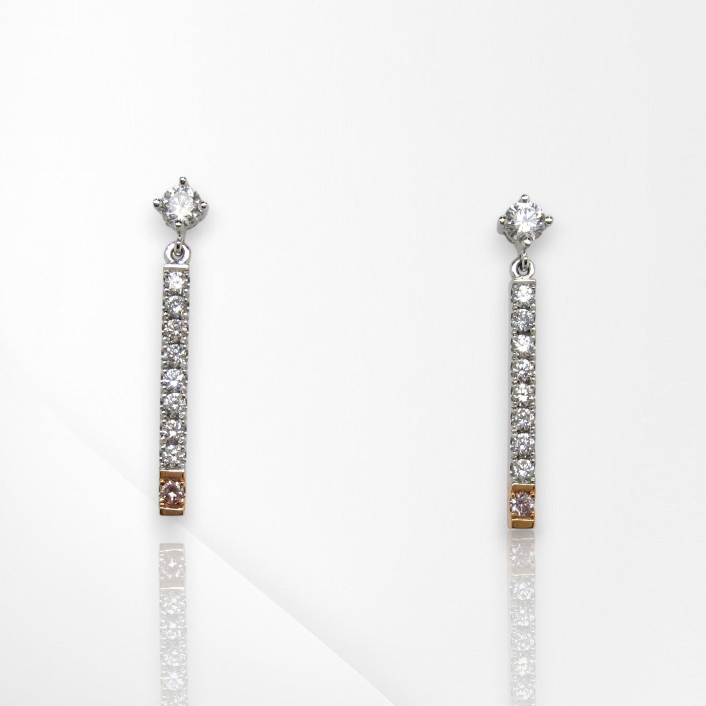 Pink Diamond Stud Drop Earrings