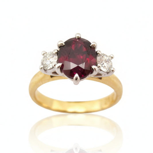 Handmade Oval Ruby and Diamond Ring