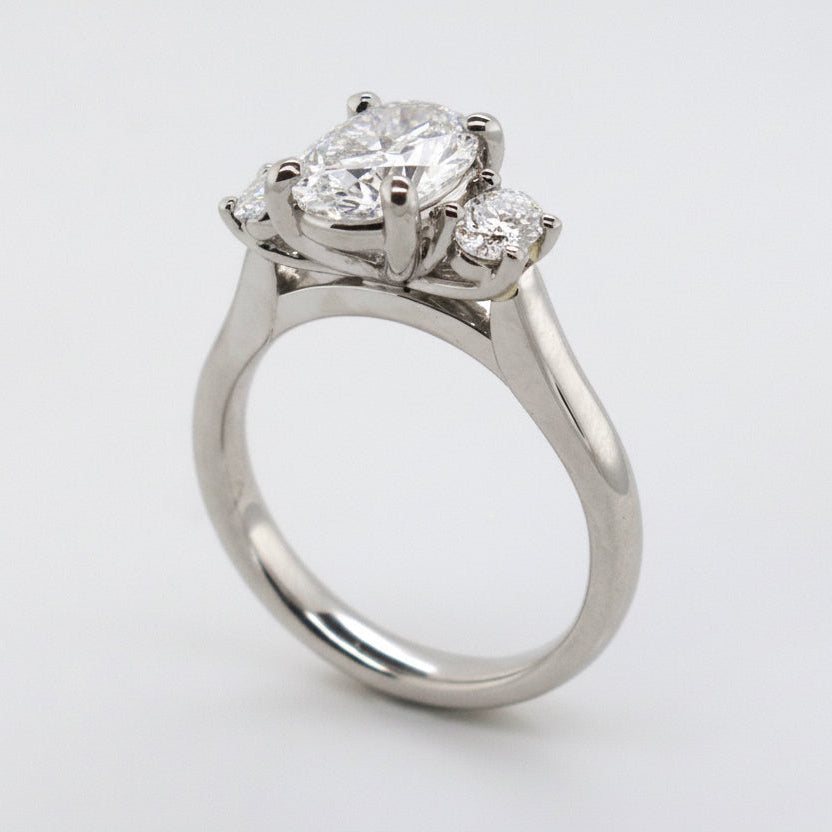 Platinum Oval Trilogy Lab Grown Diamond Ring