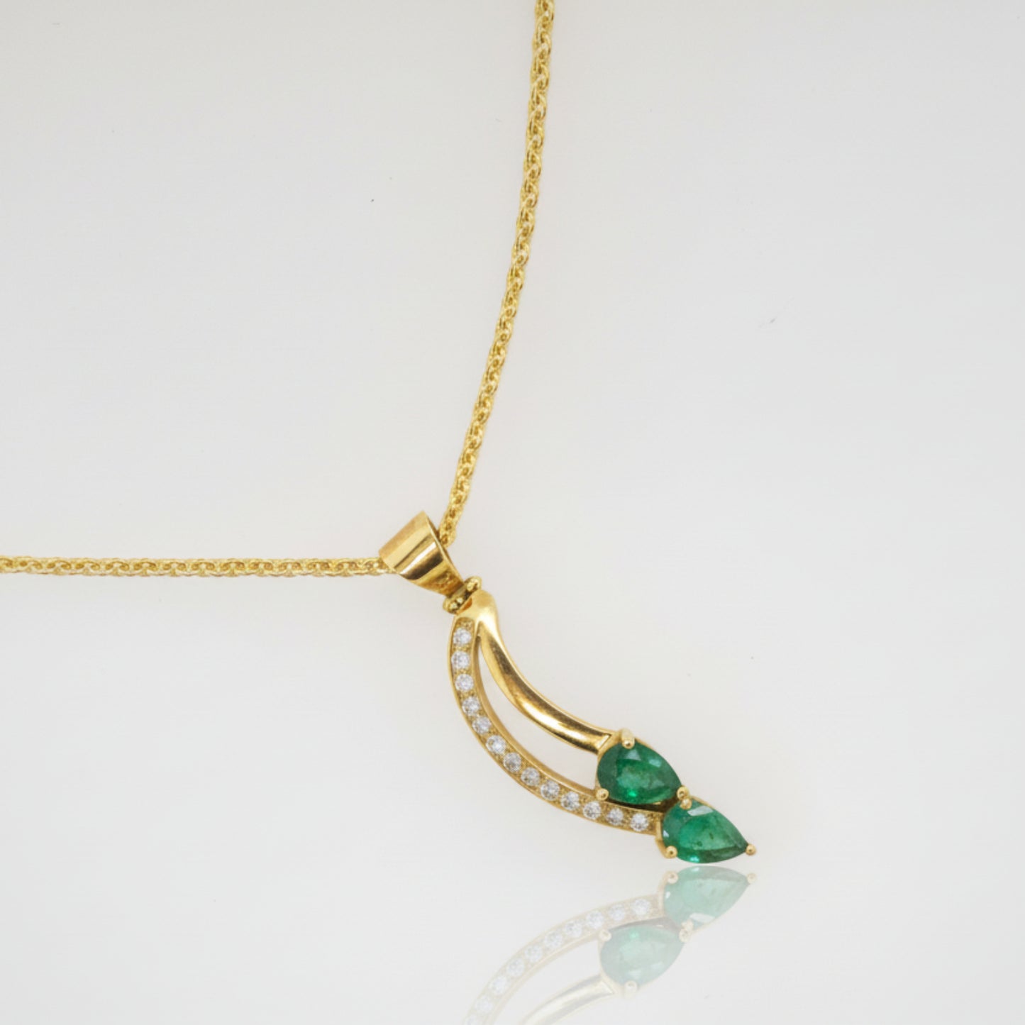 Pear Shape Emerald & Diamond Pendant