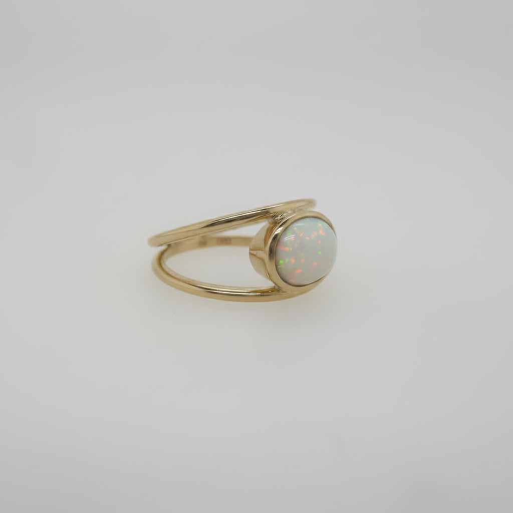 9ct Yellow Gold Bezel Set Opal Ring