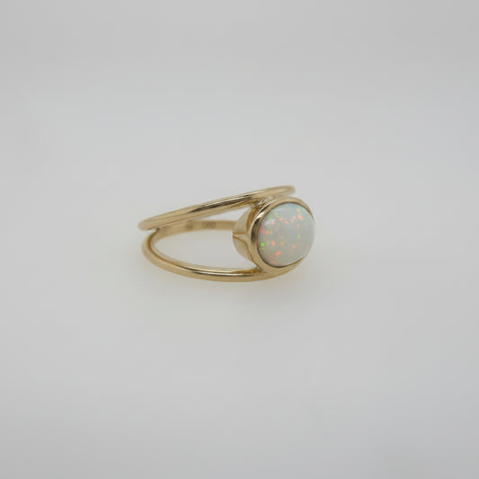9ct Yellow Gold Bezel Set Opal Ring