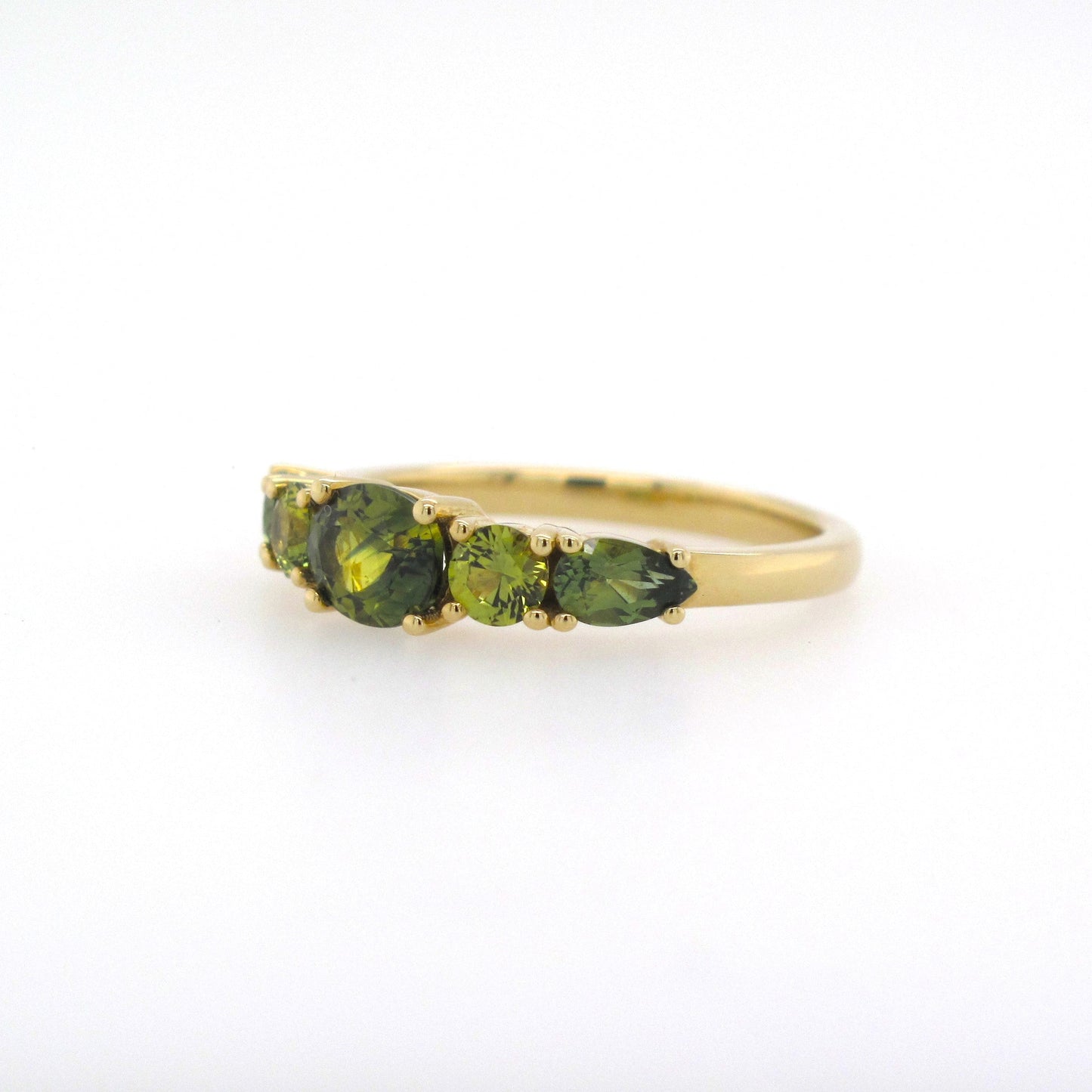 9ct Yellow Gold Multi-Shape Green & Yellow Australian Sapphire Ring