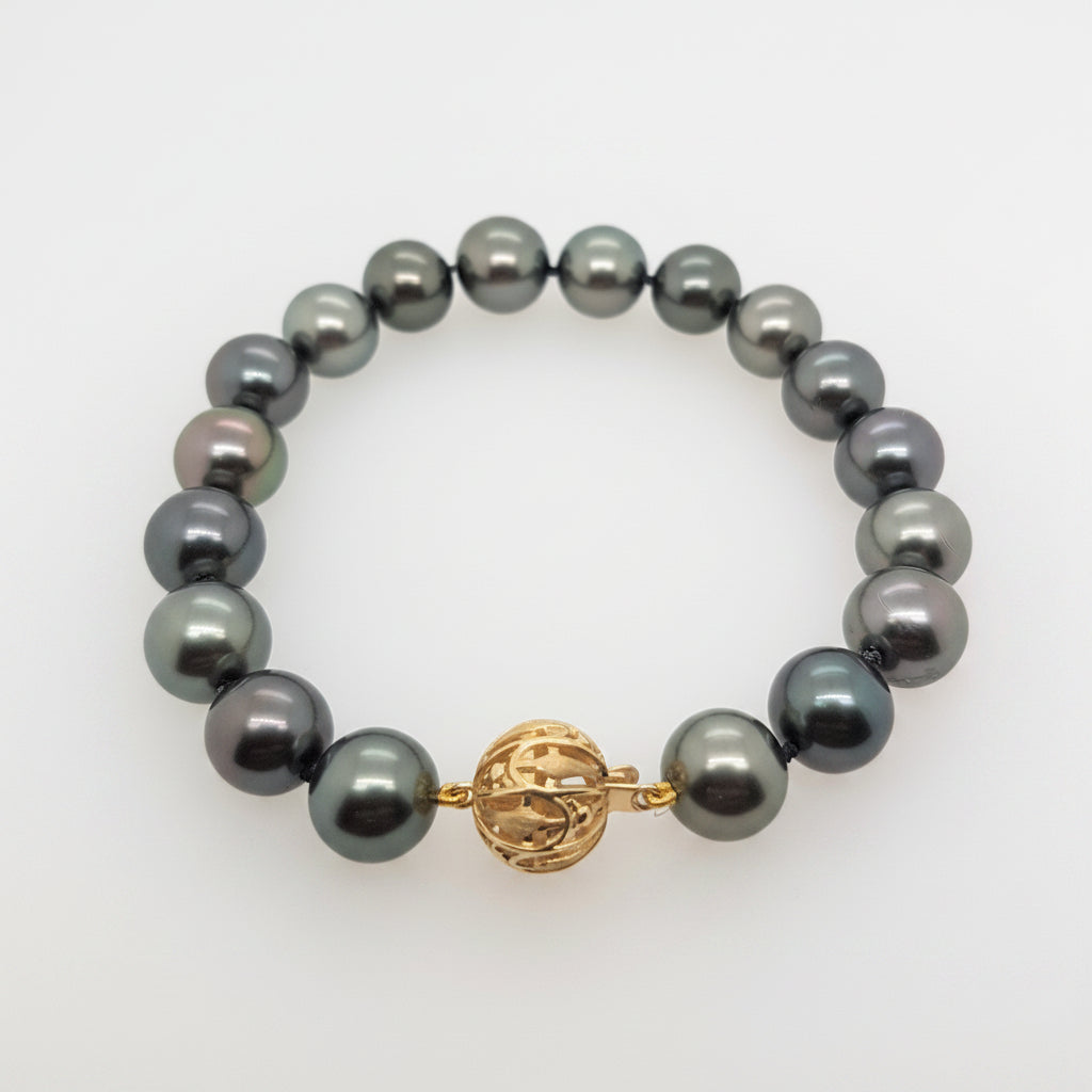 14ct Yellow Gold 10mm Tahitian Pearl Bracelet