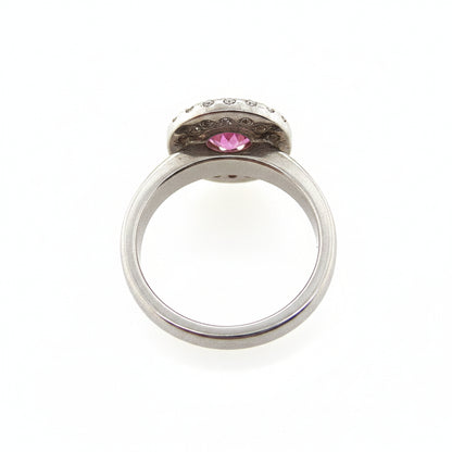 18ct White Gold Handmade Pink Sapphire & Diamond Ring