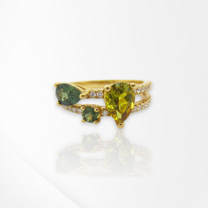18ct Yellow Gold Brilliant Cut Multi-Colour Australian Sapphire Split Ring