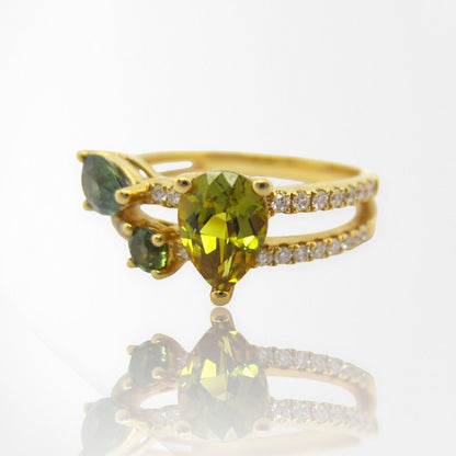 18ct Yellow Gold Brilliant Cut Multi-Colour Australian Sapphire Split Ring
