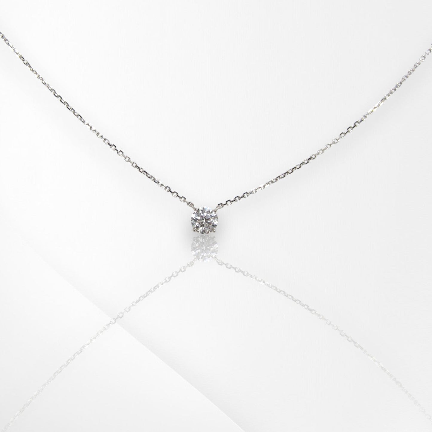 9ct White Gold Claw Set Lab Grown Diamond Necklace