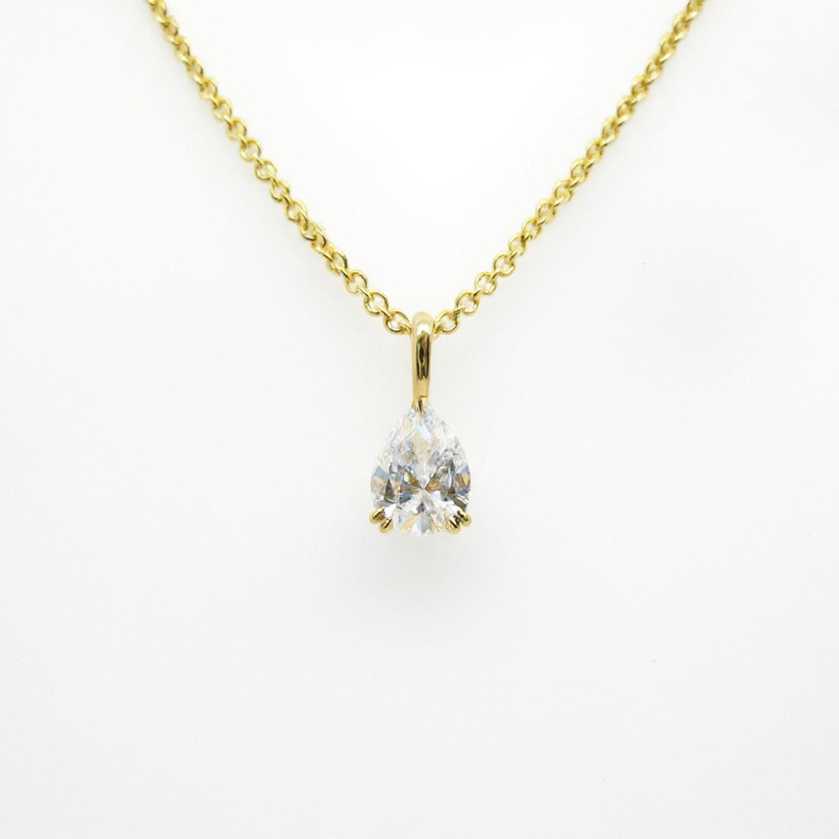14ct Yellow Gold Pear Cut Lab Grown Diamond Pendant