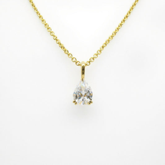 14ct Yellow Gold Pear Cut Lab Grown Diamond Pendant
