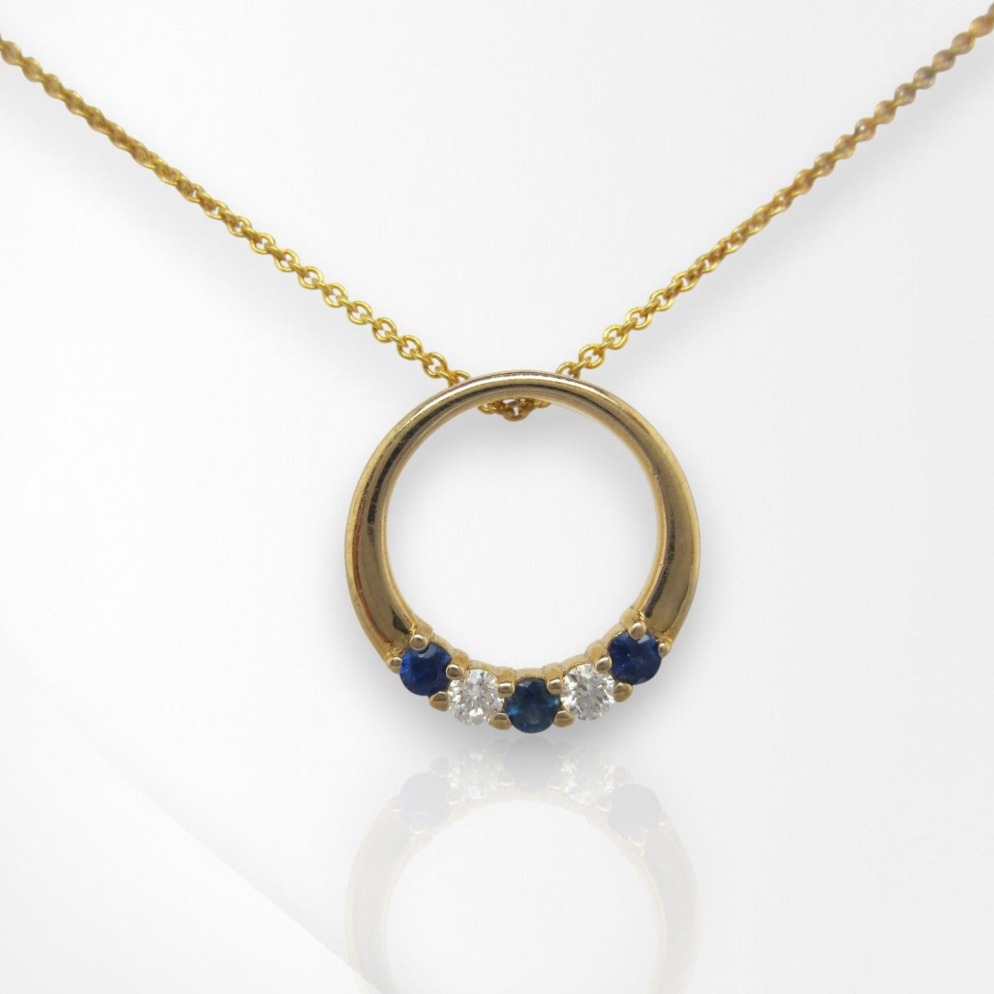 9ct Yellow Gold Sapphire & Diamond Pendant