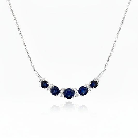 18ct White Gold Australian Sapphire & Diamond Necklace