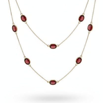 9ct Yellow Gold Garnet Necklace