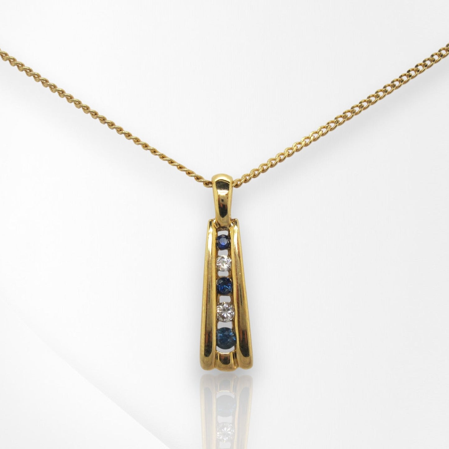 9ct Yellow Gold Sapphire & Diamond Pendant