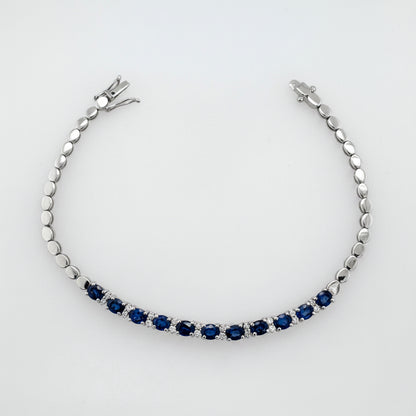 18ct White Gold Sapphire & Diamond Bracelet