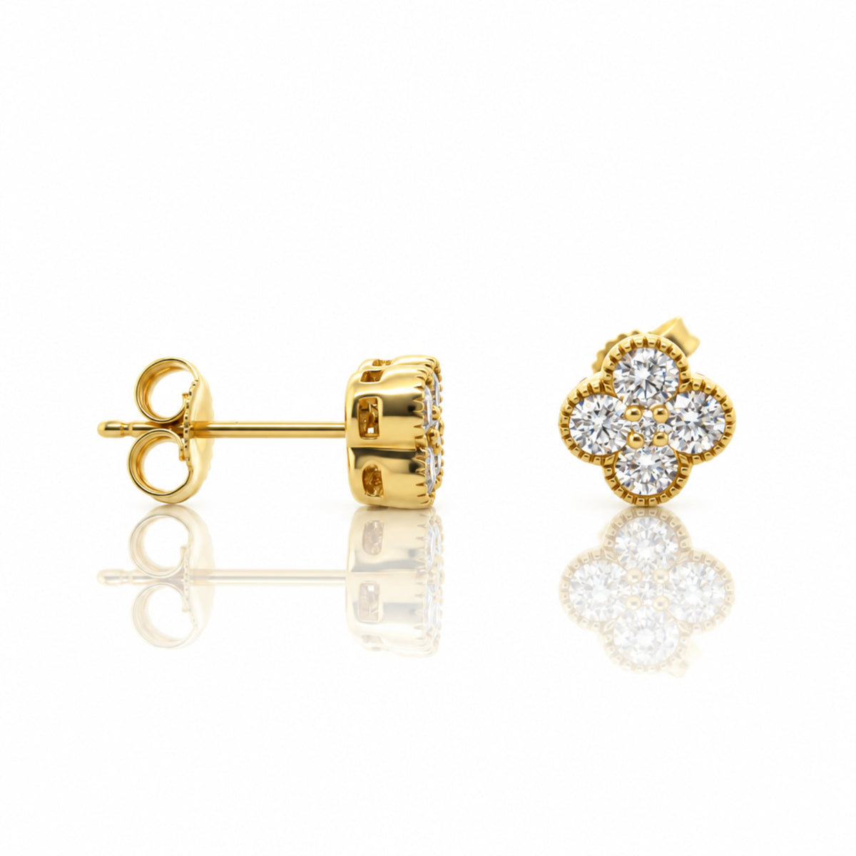 9ct Yellow Gold Lab Grown Diamond Flower Studs