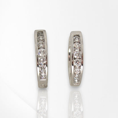9ct White Gold Channel Set Lab Grown Diamond Huggie Earrings