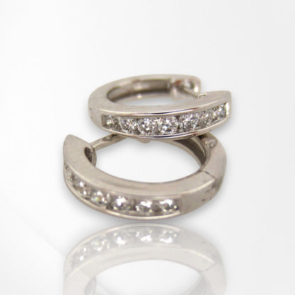 9ct White Gold Channel Set Lab Grown Diamond Huggie Earrings