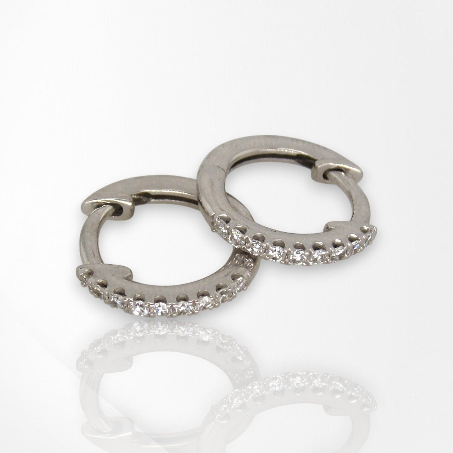 9ct White Gold Lab Grown Diamond Round Huggie Earrings