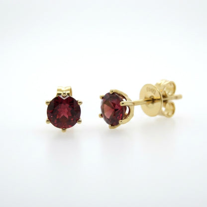 9ct Yellow Gold Round Garnet Stud Earrings