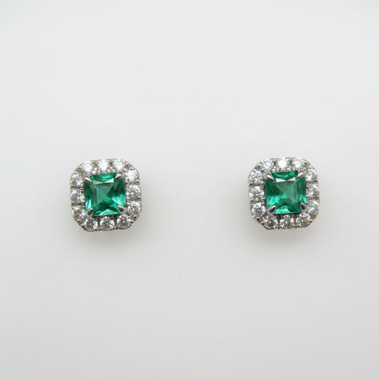 Emerald & Diamond Stud Earrings