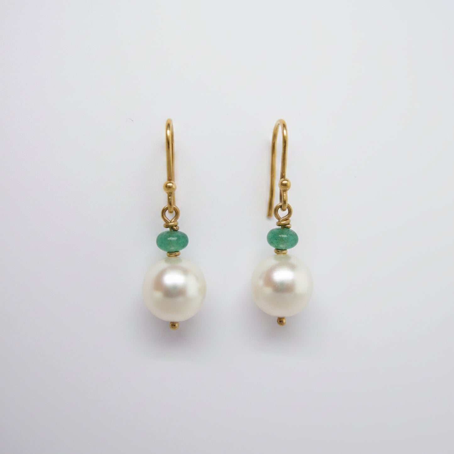 Akoya & Emerald Bead Drop Earrings