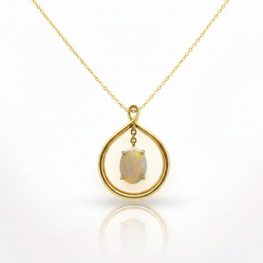 18ct Yellow Gold Solid Opal Pendant