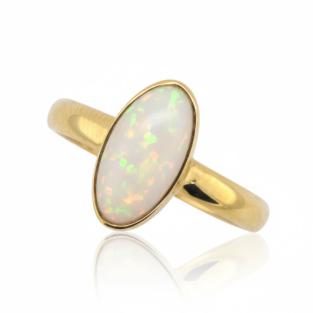 Handmade Bezel Set Oval Opal Ring