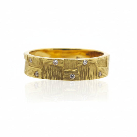 Gold Textured Diamond Band