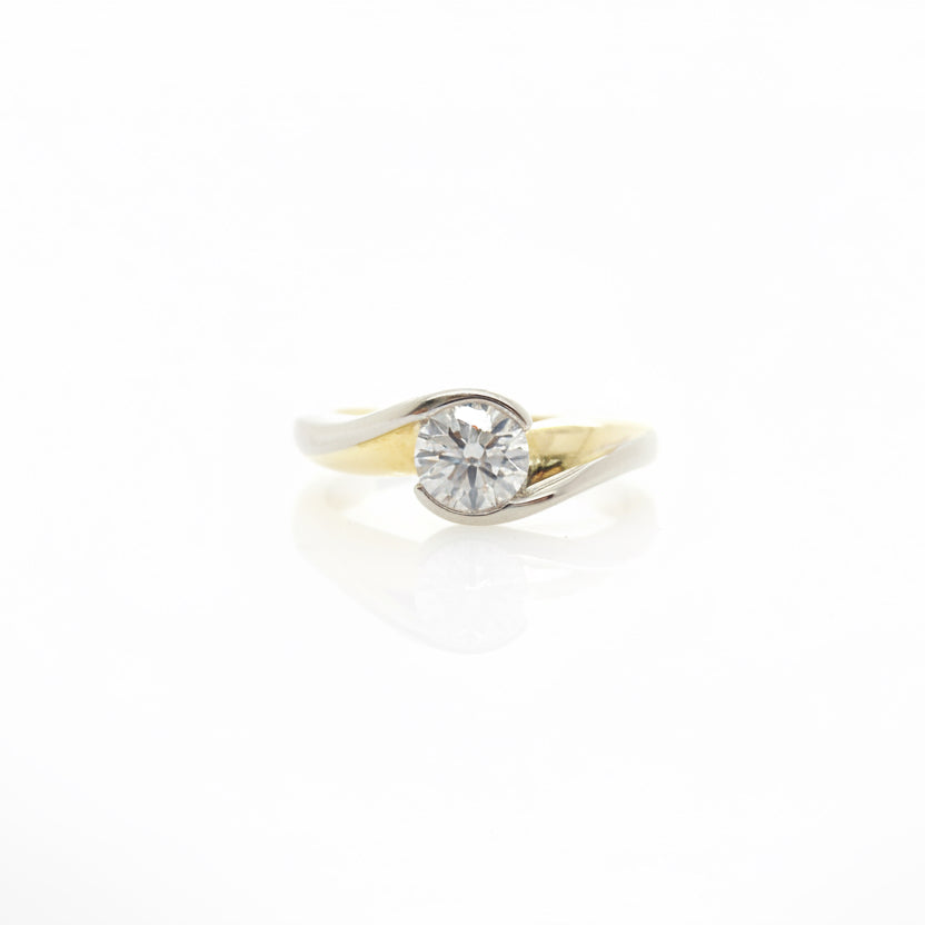 Two Tone Round Brilliant Cut Diamond Ring
