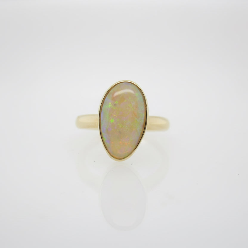 Handmade Bezel Set Drop Shape Opal Ring