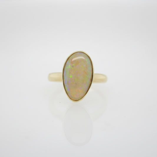 Handmade Bezel Set Drop Shape Opal Ring