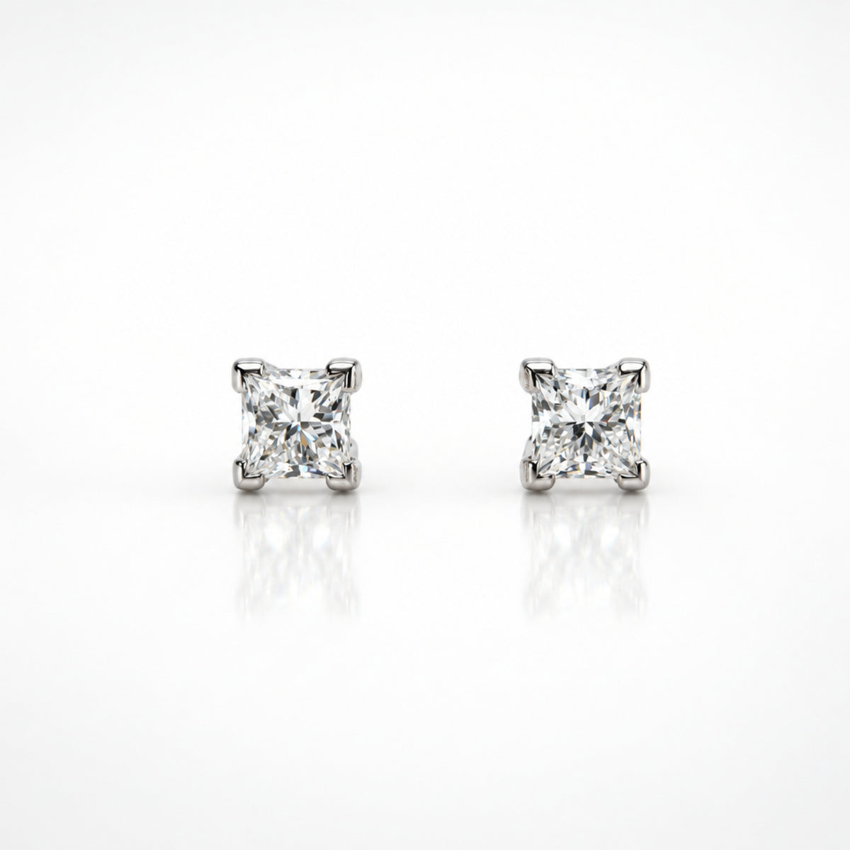 18ct White Gold Princess Cut Lab Grown Diamond Studs