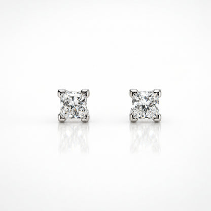18ct White Gold Princess Cut Lab Grown Diamond Studs